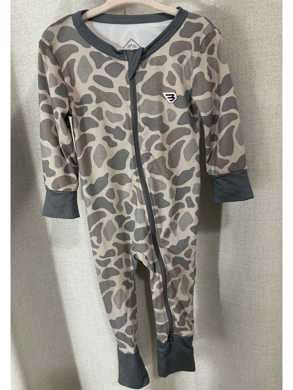 BURLEBO Brown and Gray Camo Footed One-Piece